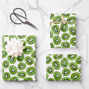 Feuille De Papier Cadeau Motif Kiwi vert