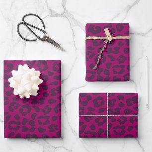 Feuille De Papier Cadeau Motif-Magenta-Léopard sauvage