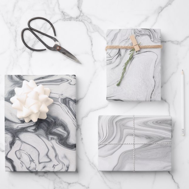 Feuille De Papier Cadeau Motif Marbre blanc moderne (Recto)
