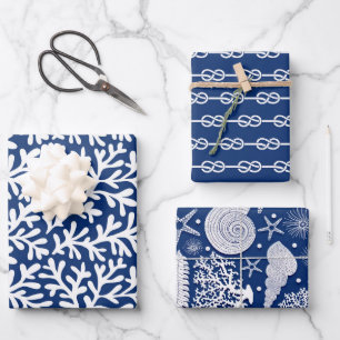Feuille De Papier Cadeau Motif Marin