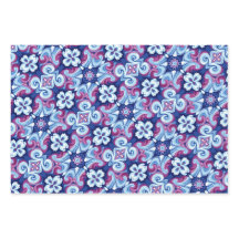Motif Mauve, Saphir et Bleu Poudre