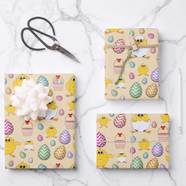 Feuille De Papier Cadeau Motif mignon de Pâques (Recto)