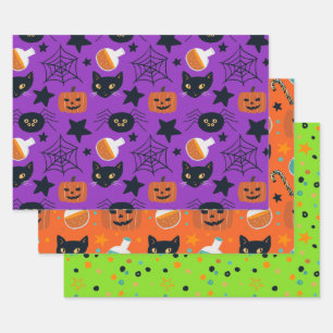 Feuille De Papier Cadeau Motif Mixte Halloween Coordination