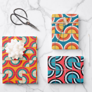 Feuille De Papier Cadeau Motif moderne du milieu du siècle