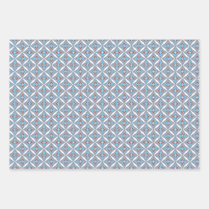 Feuille De Papier Cadeau Motif moderne Géométrique simple bleu blanc