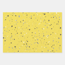 Feuille De Papier Cadeau Motif moderne gris-jaune Terrazzo