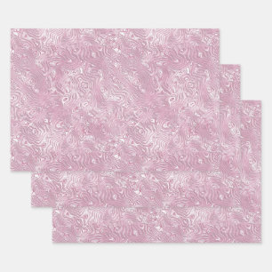 Feuille De Papier Cadeau Motif Moire en Soie Marbrée en Rose Poussiéreux