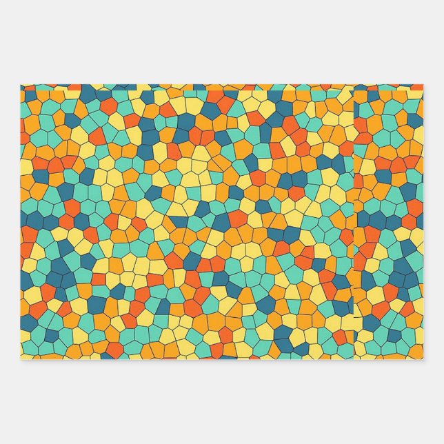 Feuille De Papier Cadeau Motif mosaïque vibrant (Devant)