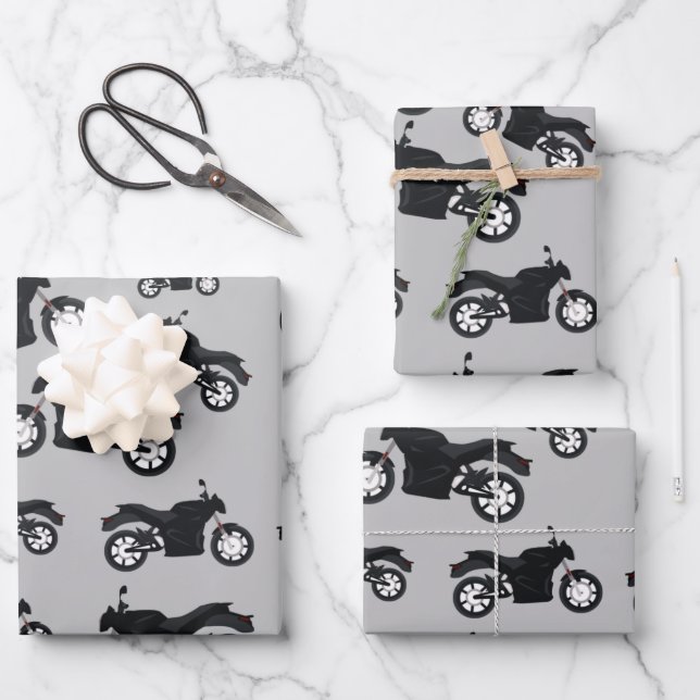 Feuille De Papier Cadeau Motif moto (Recto)