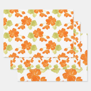Feuille De Papier Cadeau Motif Nasturtiums aquarelles