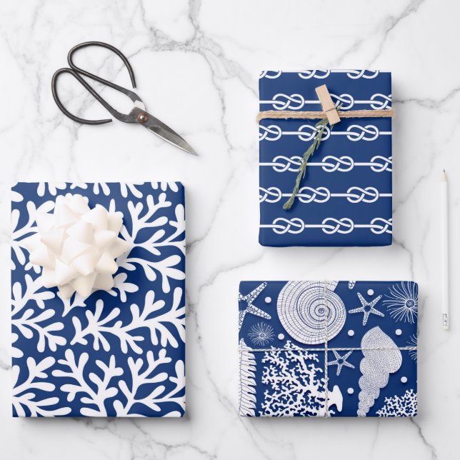 Feuille De Papier Cadeau Motif nautique (Recto)