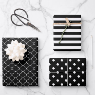Feuille De Papier Cadeau Motif noir et blanc