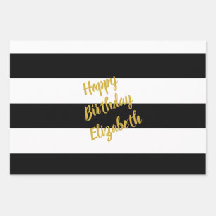 Feuille De Papier Cadeau Motif noir et blanc