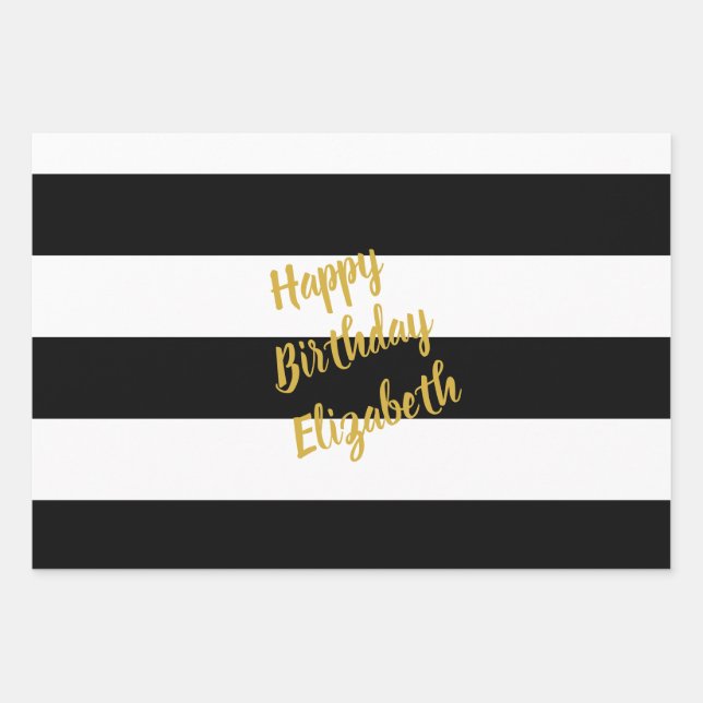 Feuille De Papier Cadeau Motif noir et blanc (Devant)