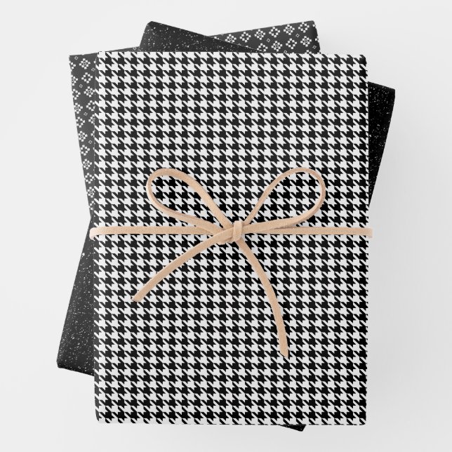 Feuille De Papier Cadeau Motif noir et blanc classique (En situation)
