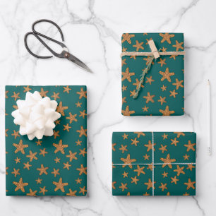 Feuille De Papier Cadeau Motif orange Starfish
