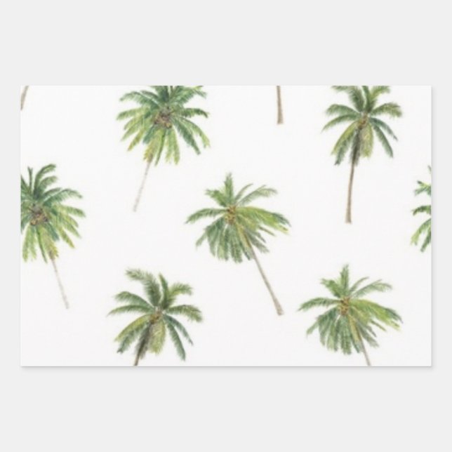 Feuille De Papier Cadeau Motif palmier (Devant)