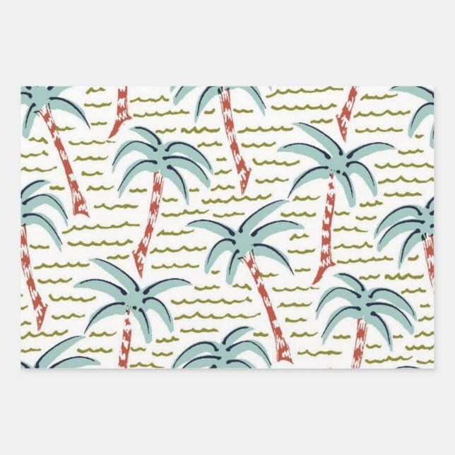 Feuille De Papier Cadeau Motif palmier (Devant)