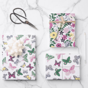 Feuille De Papier Cadeau motif papillon carrelé mignon 