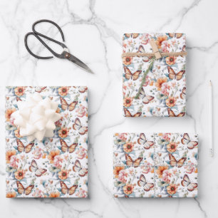Feuille De Papier Cadeau motif papillon carrelé mignon