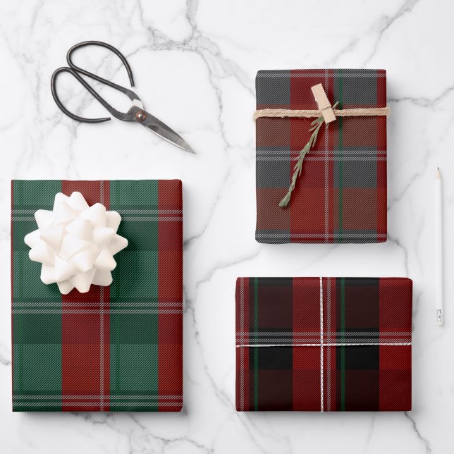Feuille De Papier Cadeau Motif Plaid Buffalo Holiday (Recto)