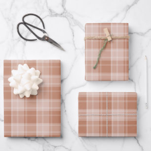 Feuille De Papier Cadeau Motif Plaid orange clair