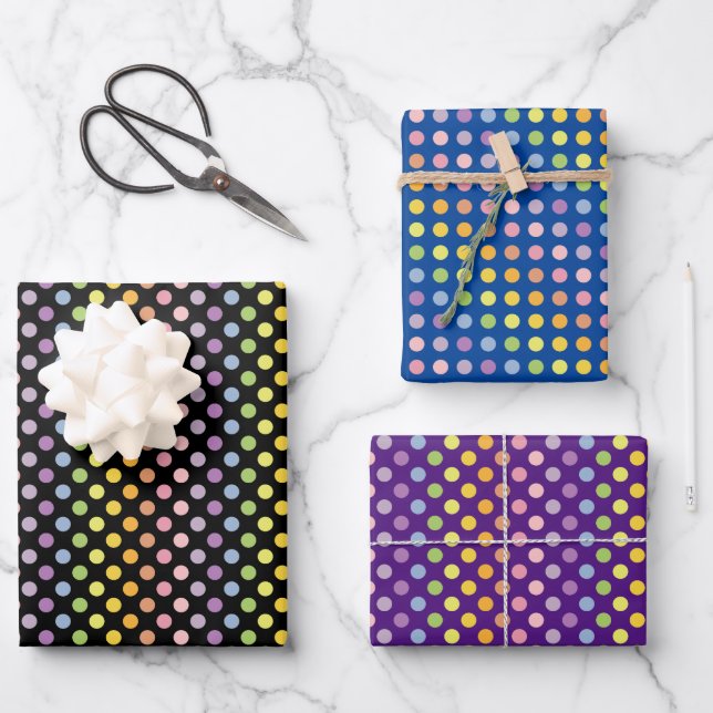 Feuille De Papier Cadeau Motif Pois Rainbow (Recto)