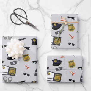 Feuille De Papier Cadeau Motif Policier Policier Flic