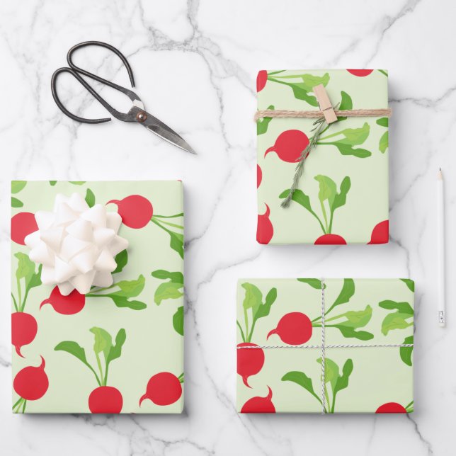 Feuille De Papier Cadeau Motif Radish Red Green (Recto)