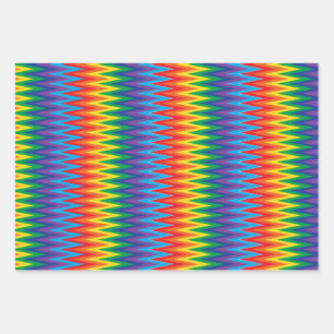Feuille De Papier Cadeau Motif Rainbow Zigzag
