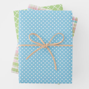 Feuille De Papier Cadeau Motif rayures bleu rose vert Shabby Chic