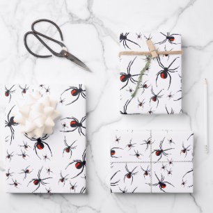 Feuille De Papier Cadeau Motif Red & Black Spider