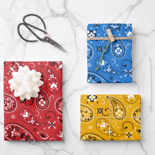Feuille De Papier Cadeau Motif rétro bandana paisley