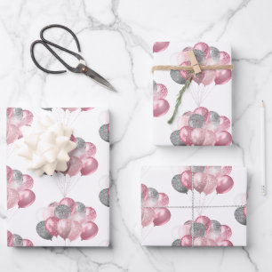 Feuille De Papier Cadeau Motif rose et argenté