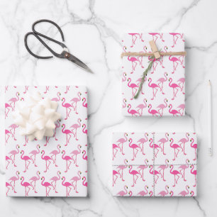 Feuille De Papier Cadeau motif rose Flamant rose