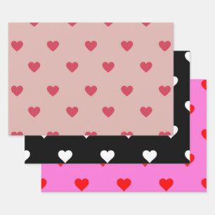 Feuille De Papier Cadeau Motif rose Retro Coeur Y2K avec Arrière - plan ros