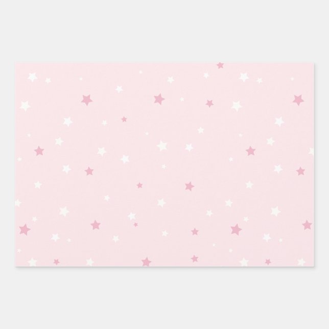 Feuille De Papier Cadeau Motif Rose White Stars (Devant)