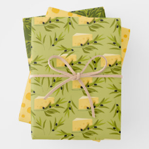 Feuille De Papier Cadeau Motif sans couture de branches d'olivier sur le do