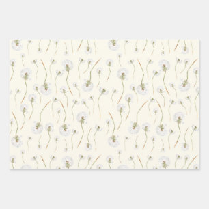 Feuille De Papier Cadeau Motif sans couture de fleurs de pissenlit à l'aqua