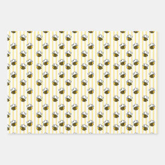 Feuille De Papier Cadeau Motif sans couture de jolie abeille
