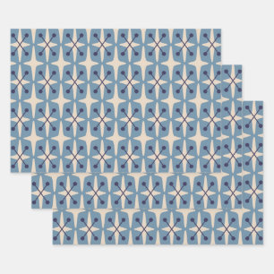 Feuille De Papier Cadeau Motif Starburst moderne du milieu du siècle