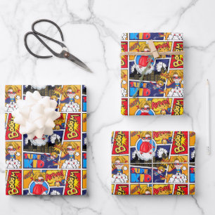 Feuille De Papier Cadeau motif super-héros carrelé