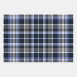 Feuille De Papier Cadeau Motif Tartan bleu moderne