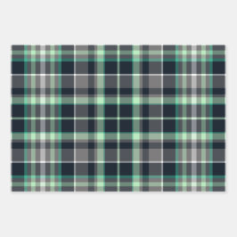 Feuille De Papier Cadeau Motif Tartan vert moderne
