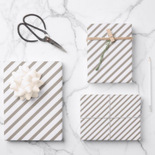 Feuille De Papier Cadeau Motif Taupe Brown Stripes
