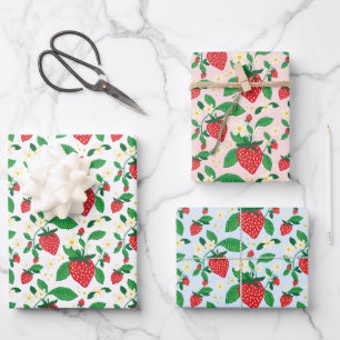 Feuille De Papier Cadeau Motif tout-en-un pour fraise Botanique