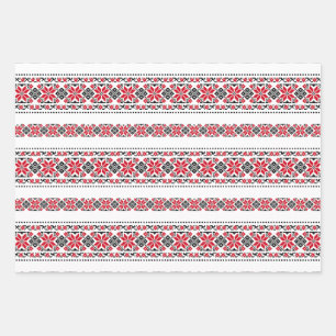Feuille De Papier Cadeau Motif traditionnel roumain "Les étoiles"