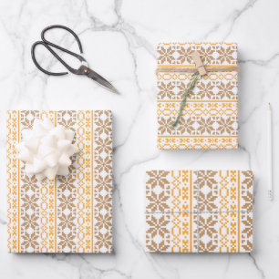 Feuille De Papier Cadeau Motif vedette d'art populaire lituanien traditionn