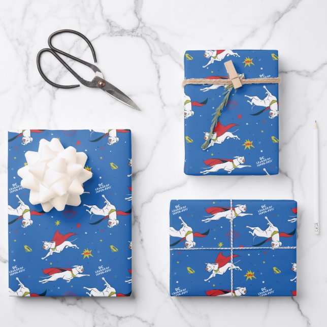 Feuille De Papier Cadeau Motif volant Krypto (Recto)