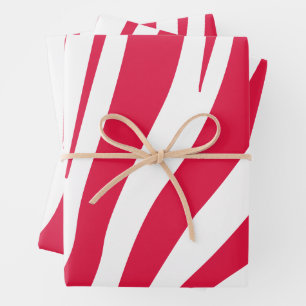 Feuille De Papier Cadeau Motif zèbre rose et blanc